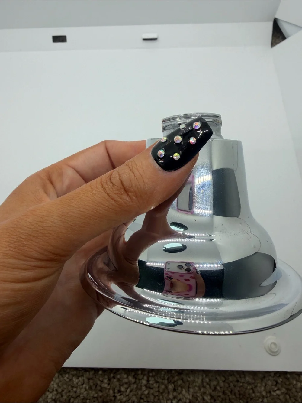 Moen Chrome Showerhead with Taupe Spray Face